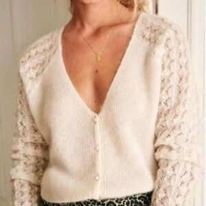 Sézane Garange lace sleeved cardigan